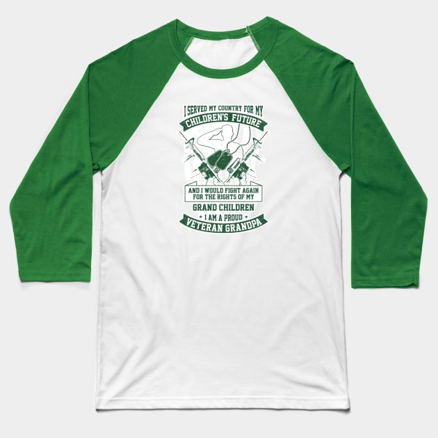 Proud Veteran Grandpa Baseball T-Shirt by MonarchGraphics